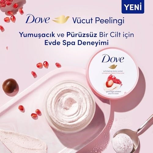 Dove Vücut Peelingi Nar Çekirdeği ve Shea Yağı 225ml Beyaz