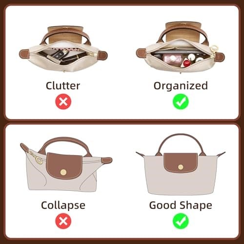 Doxo Keçe Longchamp Organizatör Ekleme, Le pliage Büyük ve Daha Fazlası ile Uyumlu Çanta Organizatörü - Seçenekler: Mini-Felt-5.9*1.9*3.5in, Mini