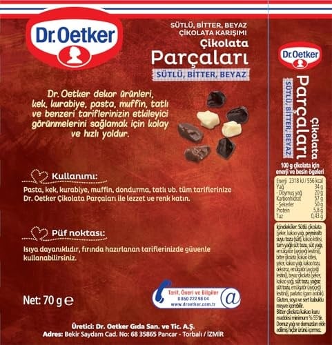 Dr. Oetker Çikolata Parçaları 3Renk 70 Gr