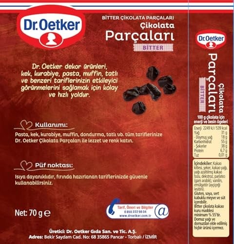 Dr. Oetker 70g Bitter - Çikolata Parçaları (Dekor)