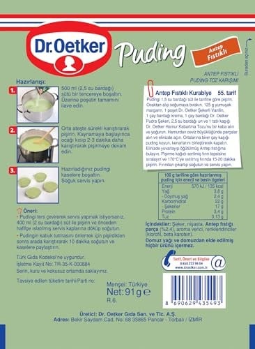 Dr. Oetker Puding Antep Fıstıklı 91 Gr 3lü paket