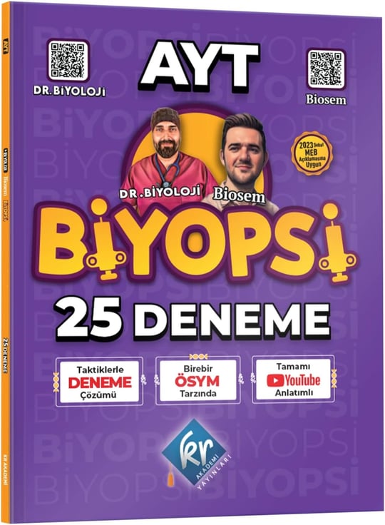 Dr. Biyoloji & Biosem 2023 AYT Biyopsi 25 Biyoloji Deneme KR Akademi