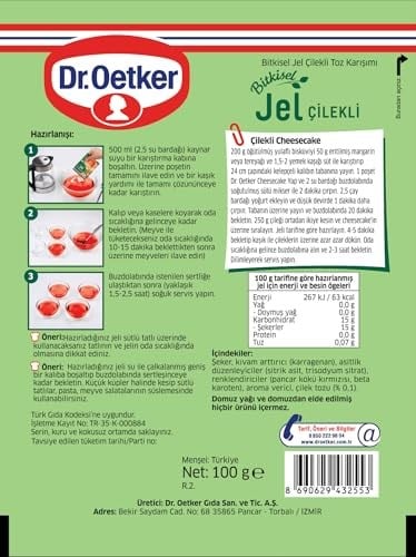 Dr. Oetker Bitkisel Jel Çilek Aromalı 100 Gr