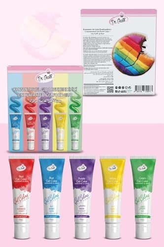 Dr. Gusto Jel Gıda Boyası Konsantre 5x50 GR 5li Set Mavi Kırmızı Mor Sarı Yeşil