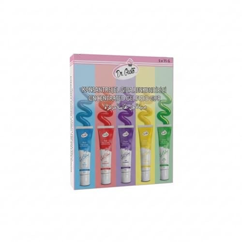 Dr. Gusto Jel Gıda Boyası Konsantre 5x50 GR 5li Set Mavi Kırmızı Mor Sarı Yeşil