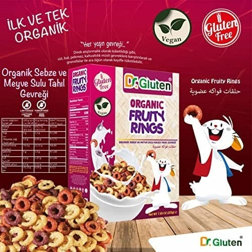 Dr. Gluten Organik Glutensiz Sebze ve Meyve Sulu Halka Tahıl Gevreği