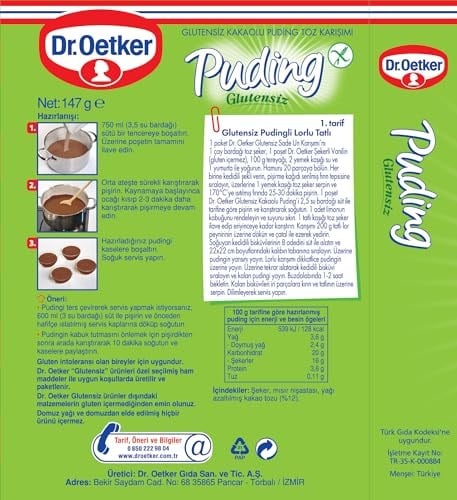 Dr. Oetker Glutensiz Puding Kakaolu 147 Gr