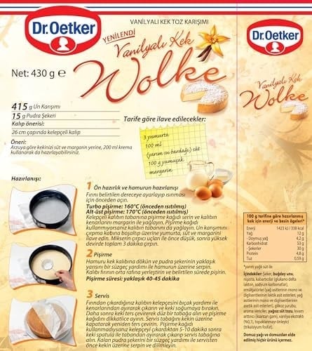 Dr. Oetker Wolke - Vanilyalı Kek 430 Gr