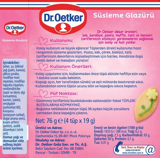 Dr. Oetker Süsleme Glazürü 76 Gr