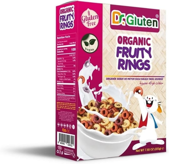 Dr. Gluten Organik Glutensiz Sebze ve Meyve Sulu Halka Tahıl Gevreği