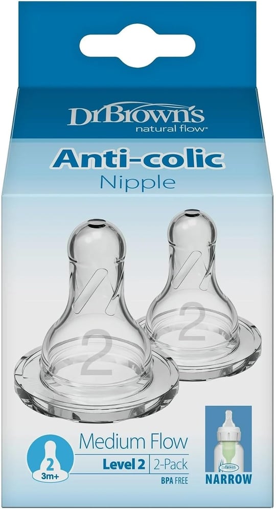 Dr. Browns 2. Seviye Dar Ağız Silikon Biberon Emziği, İkili Paket
