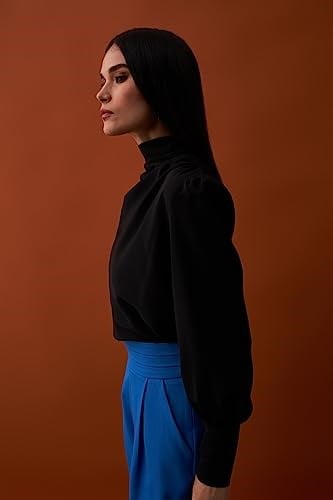 Drape Detaylı Bluz - Siyah