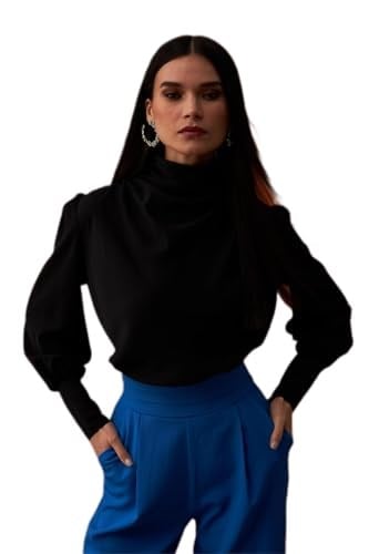 Drape Detaylı Bluz - Siyah