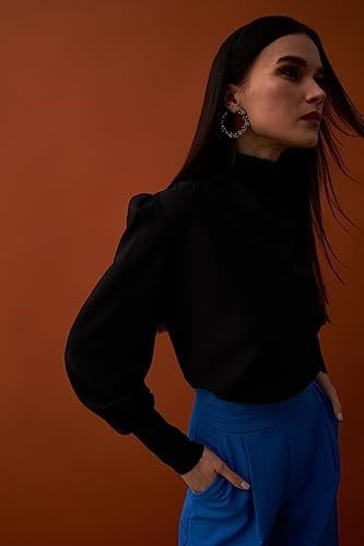 Drape Detaylı Bluz - Siyah
