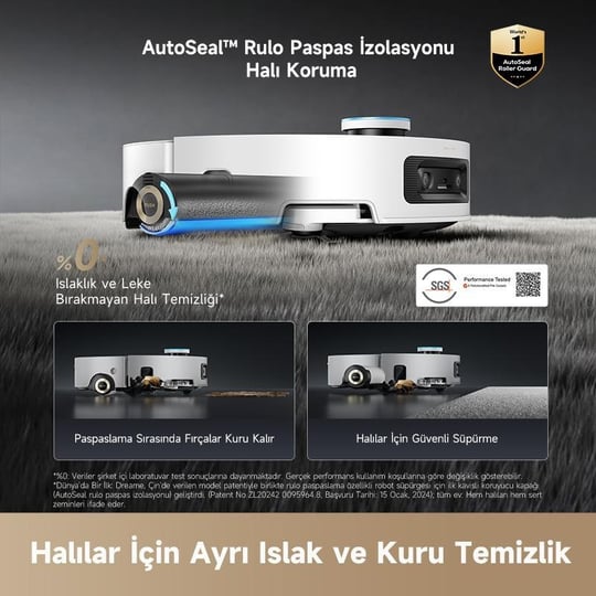 Dreame Aqua 10 Ultra Roller Robot Süpürge Beyaz, 30.000pa Emiş Gücü