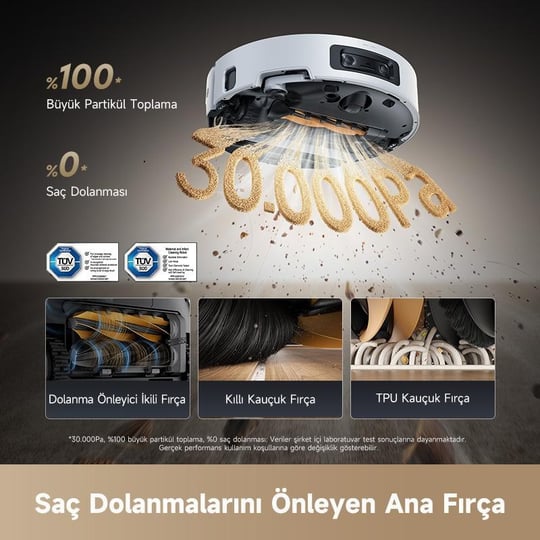 Dreame Aqua 10 Ultra Roller Robot Süpürge Beyaz, 30.000pa Emiş Gücü