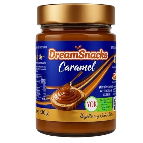 DreamSnacks Sürülebilir Karamel, 330g, Doğal Taze Süt Kaymağı ve Tereyağ İçerikli, Katkısız, Kahvaltılık