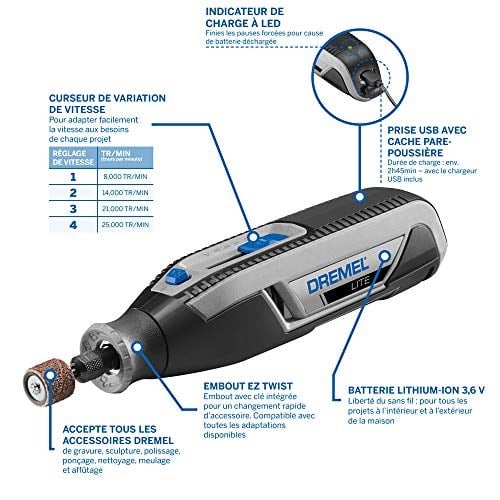 Dremel 7760 Lite Akülü Çok Amaçlı El Motoru, 15 Aksesuarlı