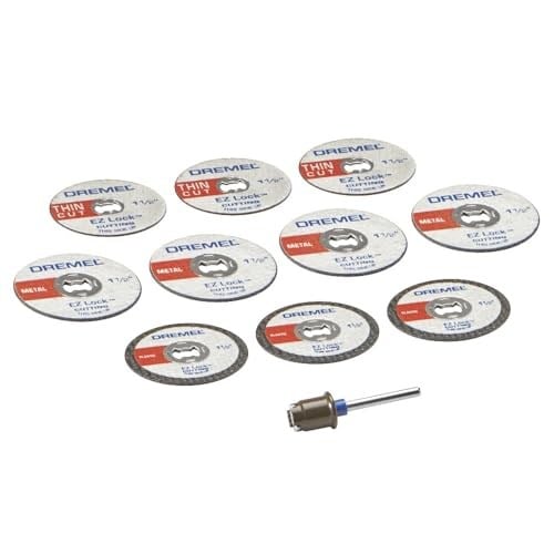 Dremel EZ728-01 EZ Kilit Döner Alet Kesme Diskleri Aksesuar Kiti, Plastik, Metal ve İnce Kesimler için Kesme Tekerlekleri, 11 Parça Çeşitli Aksesuar Seti