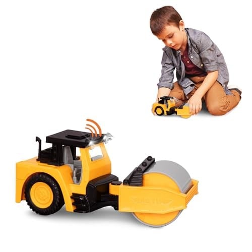 DRIVEN by Battat - Micro Steam Roller - Rugged Toy Steam Roller with Lights and Sounds, for Kids Age 4+