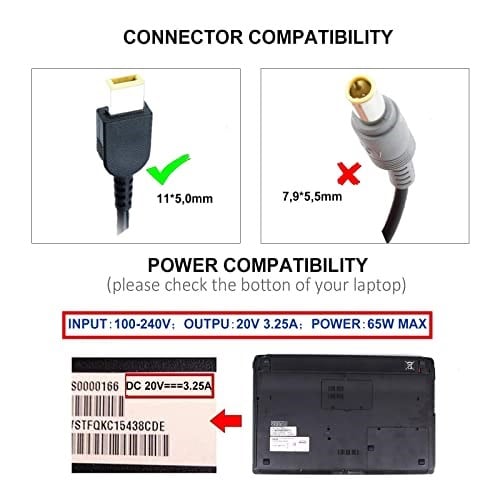 DTK Lenovo Güç Kaynağı için Şarj Cihazı 65W 20V 3,25A Dizüstü Bilgisayar Şarj Kablosu Lenovo ThinkPad T440 T440s X270 G70 G710 IdeaPad Flex 2 3 Yoga 11 11S Adlx65nlc3a için AC Adaptör 11mm*5,0mm