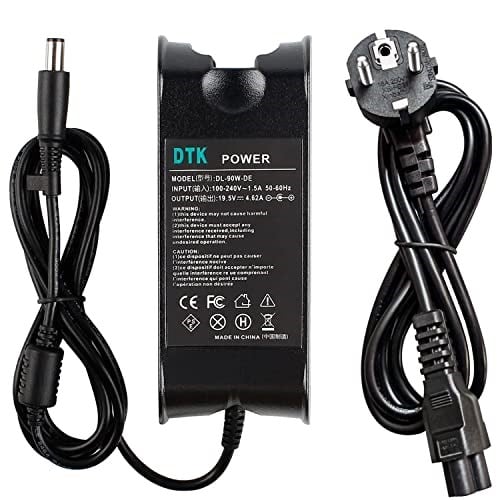 DTK® Şarj cihazı LA90PM111 19,5V 4,62A 90W Notebook Laptop şarj kablosu AC güç kaynağı Dell inspiron XPS fiş şarj cihazları taşınabilir bilgisayar için güç kaynağı [7,4 mm x 5,0 mm]