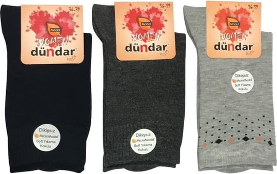 Dündar 12 Çift Karışık Renk Kadın Dikişsiz Modal Çorap Çok Renkli 36-40