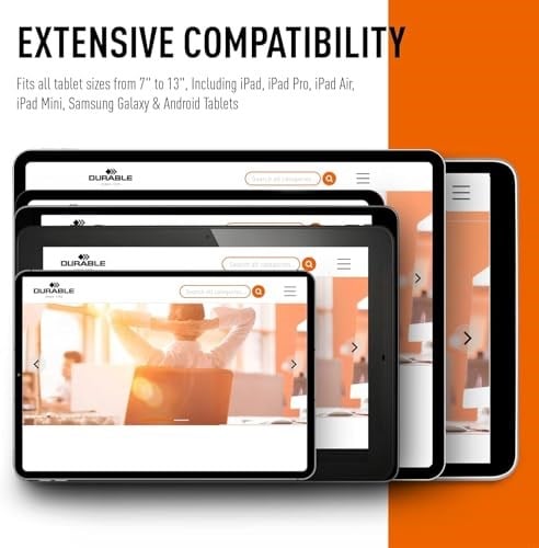 Durable 893323 Duvar Montajlı Tablet Tutucu, Gümüş/Antrasit - Seçenekler: 7-13 Zoll, ohne Hülle, Für Tablet 7-13 Zoll, mit Hülle...