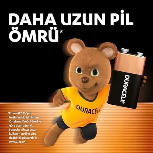 Duracell Basic Alkalin 9V Pil (1Li Paket) – Çok Amaçlı Alkalin Pil 9V – Daha Uzun Ömürlü – Günlük Cihazlar Için Güvenilir Güç – Plastik Içermeyen Ambalaj - Mn1604
