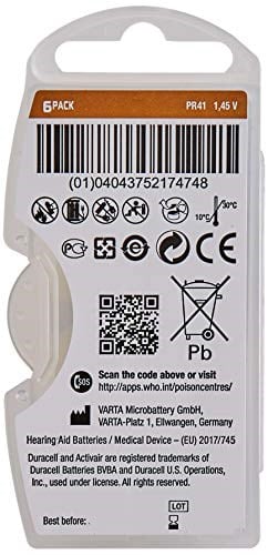 Duracell Easytab DA 312 - Pil tipi 312 olan tüm işitme cihazları için, 10 x 6 adet