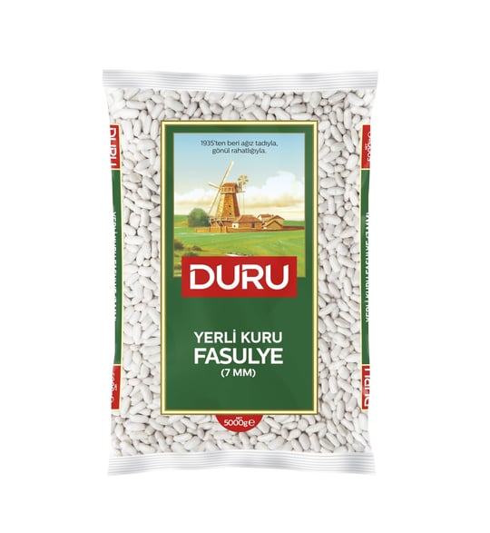 Duru 7 mm Kuru Fasulye 5 Kg, Kabuk Bırakmaz, Küçük Taneli, Lif ve Protein Kaynağı, Yerli Üretim