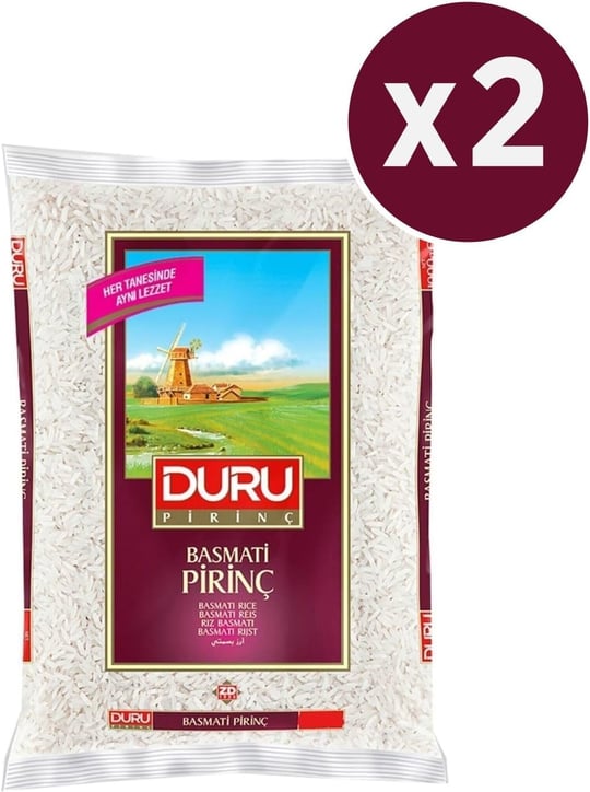 Duru Basmati Pirinç, 1000 gr, 2 Adet, Toplam 2 kg