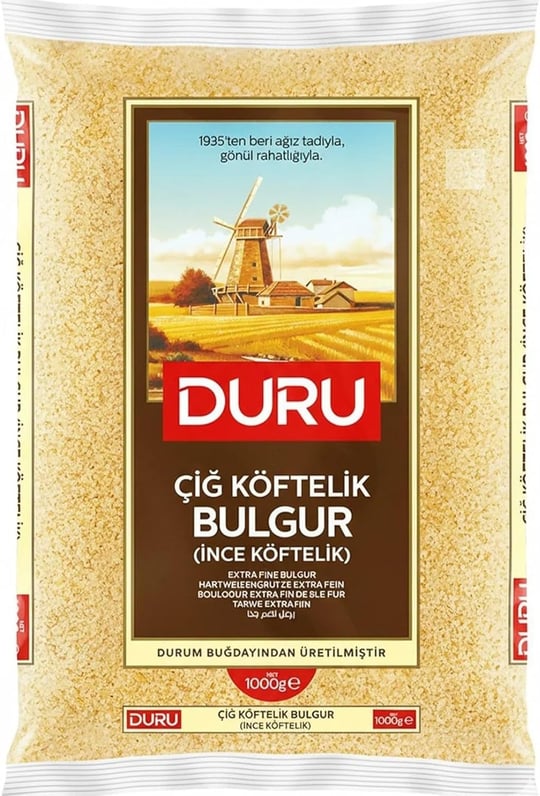 Duru Çiğ Köftelik Bulgur, 1 kg,%100 Doğal ve Sertifikalı, Yüksek Lif ve Protein İçerir, GDO İçermez, Pirinç Alternatifidir
