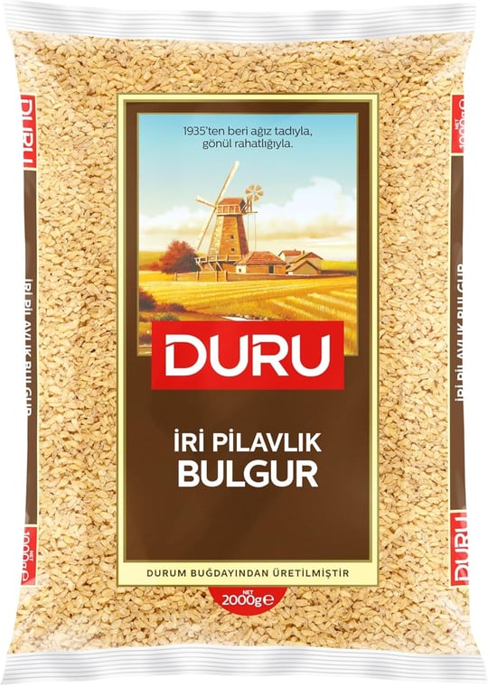 Duru İri Pilavlık Bulgur 2000g – Doğal Taş Değirmende Üretilmiş, Lif ve Protein Kaynağı, Dolma ve Pilavlar İçin İdeal