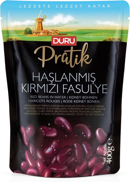 Duru Pratik Haşlanmış Kırmızı Fasulye 400 Gr - Seçenekler: 400 gr, 400 gr (2 paketi), 250gr, 250 gr (2 paketi)...