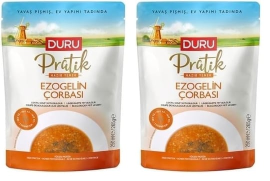 Duru Pratik Hazır Çorbası 250ml – Katkısız & Koruyucusuz, Anında Sıcak Lezzet! (Ezogelin) 2li paket