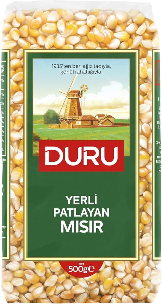 Duru Yerli Patlayan Mısır 500g –%99 Patlama Oranı, Yüksek Lif İçeriği, GDO İçermez
