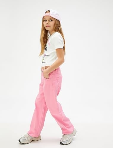Düz Paça Cepli Rahat Kesim Kot Pantolon - Straight Jean Beli Ayarlanabilir Lastikli