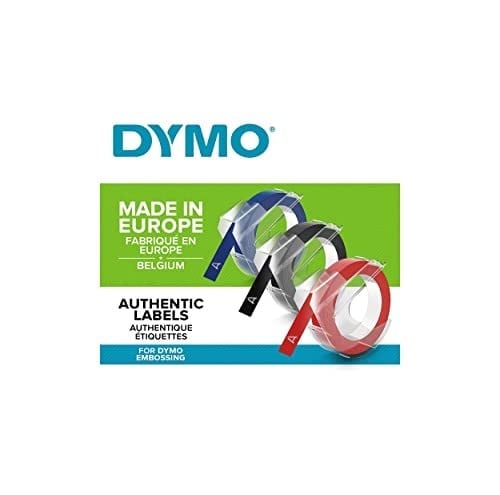 Dymo 3D Plastik Kabartma Şerit (9 mm x 3 mt), 3lü Paket, Siyah/Kırmızı/Mavi - S0847750