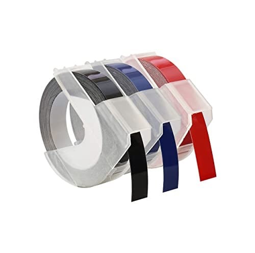 Dymo 3D Plastik Kabartma Şerit (9 mm x 3 mt), 3lü Paket, Siyah/Kırmızı/Mavi - S0847750