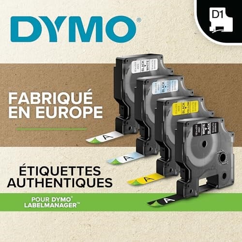 Dymo Kalıcı D1 Şerit (12 mm x 3 mt), Siyah/Beyaz - 1978365