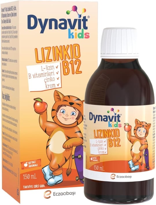Dynavit Kids Lizinkid-B12 Şurup 150mL- Yemek Zamanı – Çocuk L-lizin Aminoasit Destek, B Vitamin, Krom, Çinko