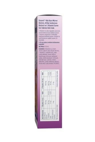 Dynavit Kids Sambukid-C Şurup 150 mL - Bağışıklık - Çocuklar için Kara Mürver, C Vitamini, Afrika Sardunyası