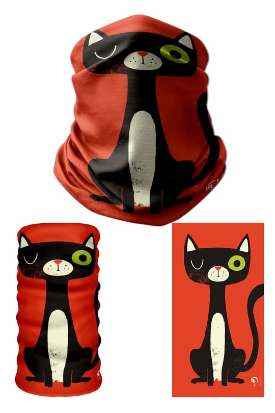 e taktik Multifunctional Black Cat Seamless Knitting UV+ Neckerwear Face Mask Headband Bandana Do Rag Hairband