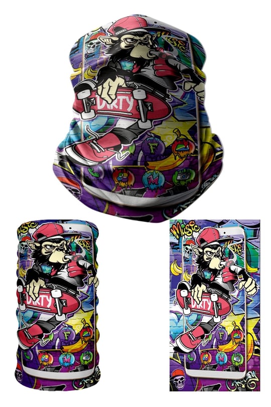 e taktik Multifunctional Graffiti Phone and Monkey Seamless Knitting UV+ Neckerwear Face Mask Headband Bandana Do Rag Hairband