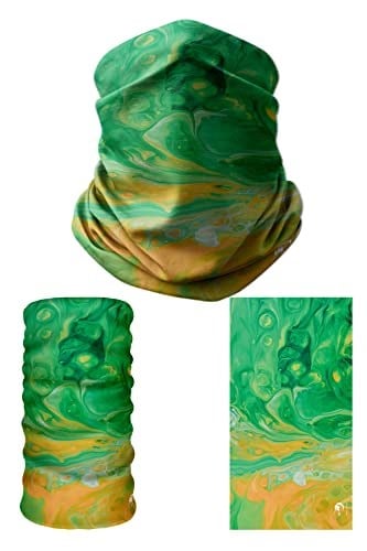 e taktik Multifunctional Green-Yellow Marbling Art Seamless Knitting UV+ Neckerwear Face Mask Headband Bandana Do Rag Hairband
