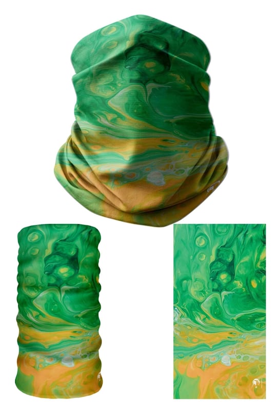 e taktik Multifunctional Green-Yellow Marbling Art Seamless Knitting UV+ Neckerwear Face Mask Headband Bandana Do Rag Hairband