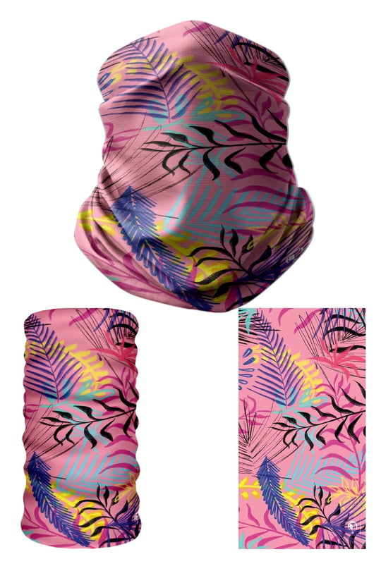 e taktik Multifunctional Pink Leaves Seamless Knitting UV+ Neckerwear Face Mask Headband Bandana Do Rag Hairband