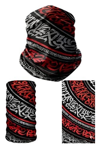 e taktik Multifunctional Red White Line Art Seamless Knitting UV+ Neckerwear Face Mask Headband Bandana Do Rag Hairband
