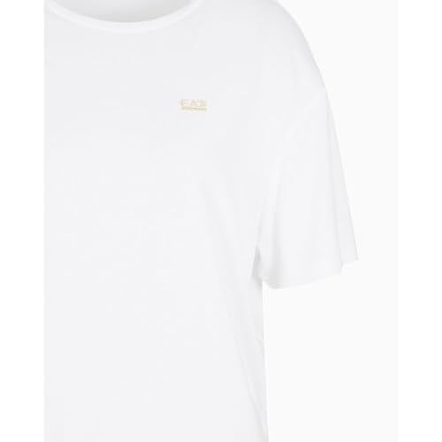 EA7 Kadın Bisiklet Yaka T-Shirt, Beyaz, M Beden